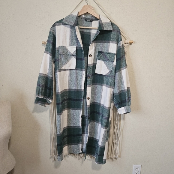 Shein Flannel Long Shacket S - Picture 2 of 9